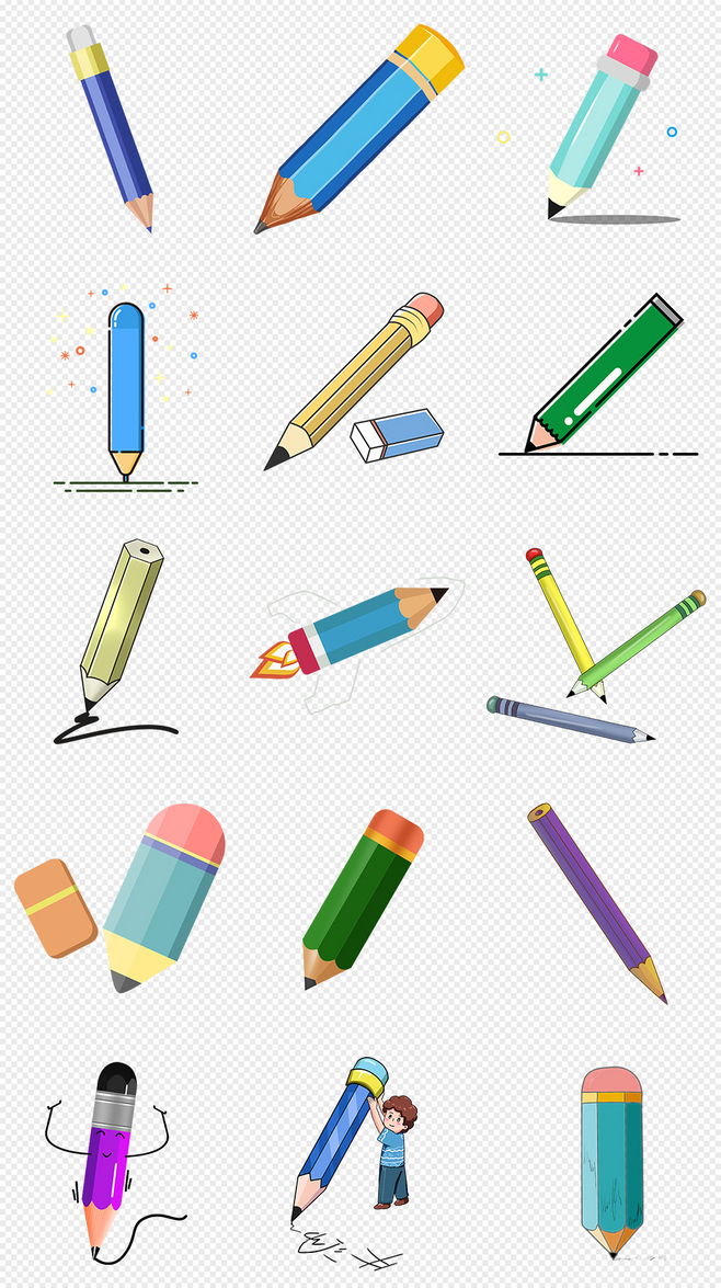 卡通藍(lán)色鉛筆PNG免摳素材 文化用品中的創(chuàng)意亮點